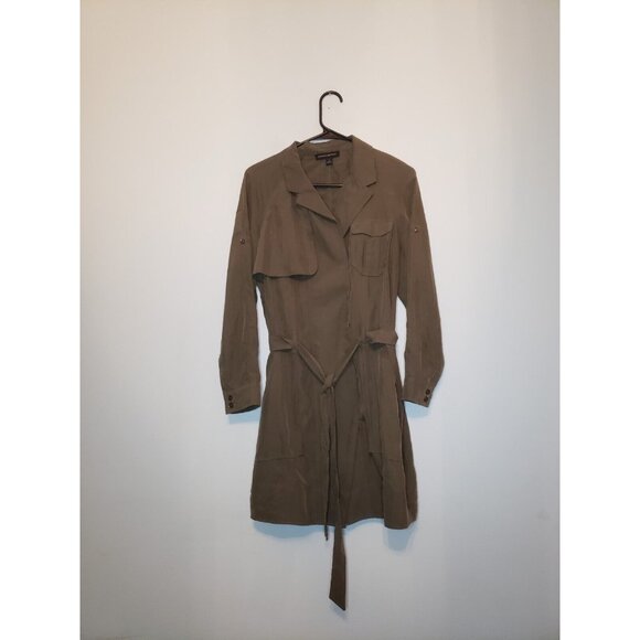 Banana Republic Dresses & Skirts - Banana Republic Womens Petite 4 Dress Green Long Sleeve Waist Tie Pocket Utility